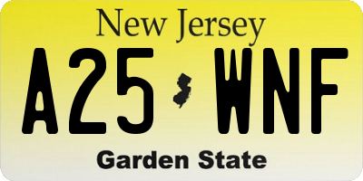 NJ license plate A25WNF