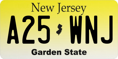 NJ license plate A25WNJ
