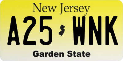 NJ license plate A25WNK
