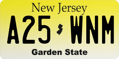 NJ license plate A25WNM