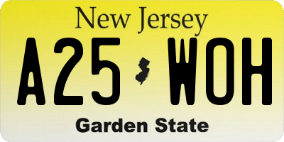 NJ license plate A25WOH