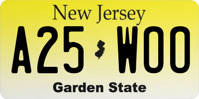 NJ license plate A25WOO