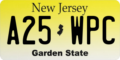NJ license plate A25WPC