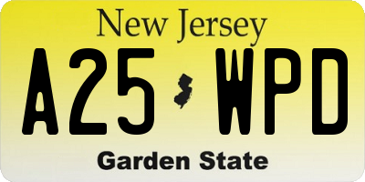 NJ license plate A25WPD
