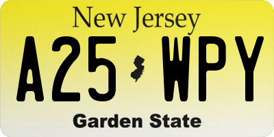 NJ license plate A25WPY
