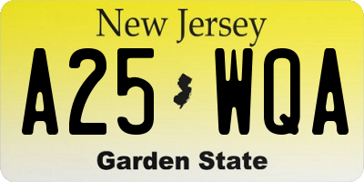 NJ license plate A25WQA