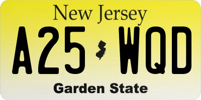 NJ license plate A25WQD