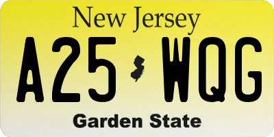 NJ license plate A25WQG