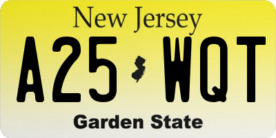 NJ license plate A25WQT
