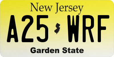 NJ license plate A25WRF