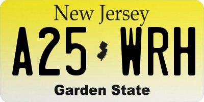 NJ license plate A25WRH