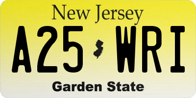 NJ license plate A25WRI