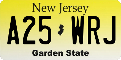 NJ license plate A25WRJ