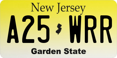 NJ license plate A25WRR