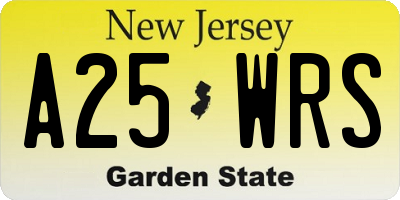 NJ license plate A25WRS