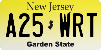 NJ license plate A25WRT
