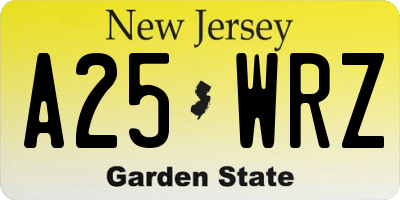 NJ license plate A25WRZ