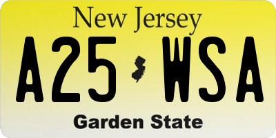 NJ license plate A25WSA