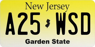 NJ license plate A25WSD