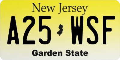 NJ license plate A25WSF