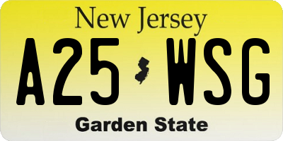 NJ license plate A25WSG