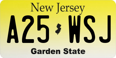 NJ license plate A25WSJ