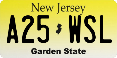 NJ license plate A25WSL