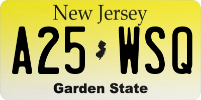 NJ license plate A25WSQ