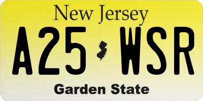NJ license plate A25WSR