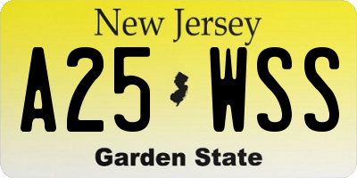 NJ license plate A25WSS