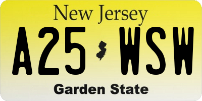 NJ license plate A25WSW