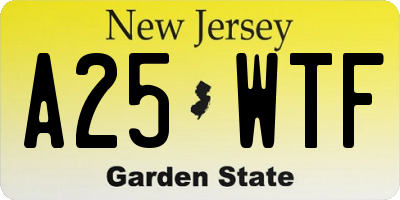 NJ license plate A25WTF