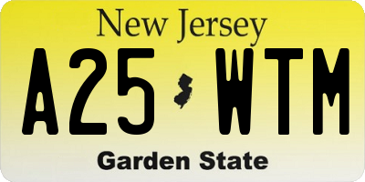 NJ license plate A25WTM