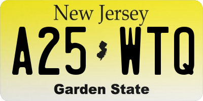 NJ license plate A25WTQ