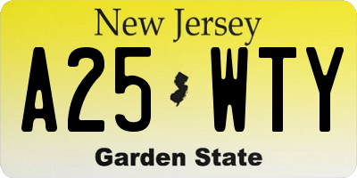 NJ license plate A25WTY