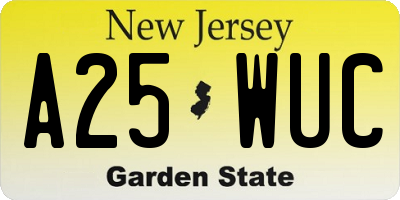 NJ license plate A25WUC