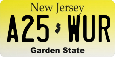 NJ license plate A25WUR