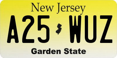 NJ license plate A25WUZ