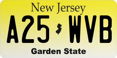 NJ license plate A25WVB
