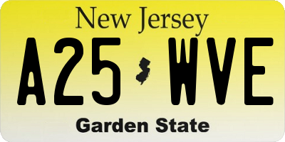 NJ license plate A25WVE