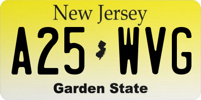NJ license plate A25WVG
