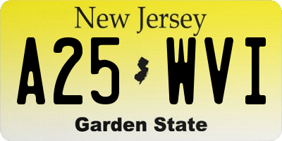 NJ license plate A25WVI