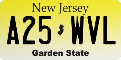 NJ license plate A25WVL