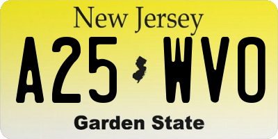 NJ license plate A25WVO