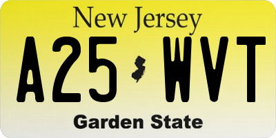 NJ license plate A25WVT