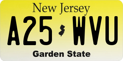 NJ license plate A25WVU