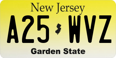 NJ license plate A25WVZ