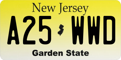 NJ license plate A25WWD