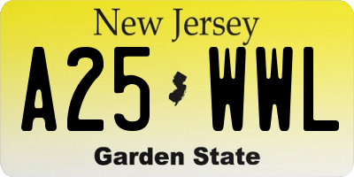 NJ license plate A25WWL