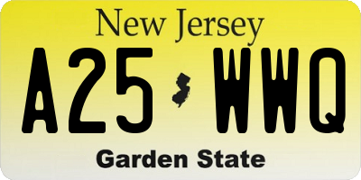 NJ license plate A25WWQ
